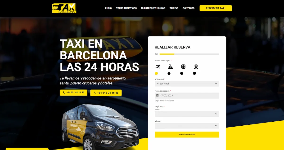 Diseño web aerotaxi barcelona